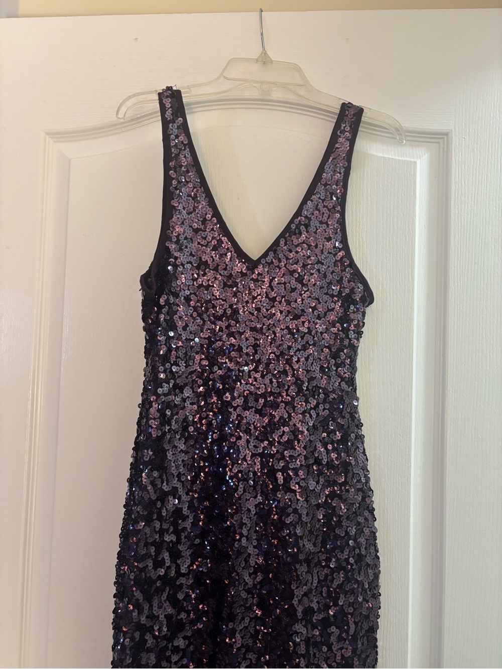 Ariella Plum Sequin Evening Dress